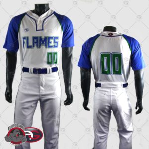 flames white uniform 300x300 - Baseball Uniforms