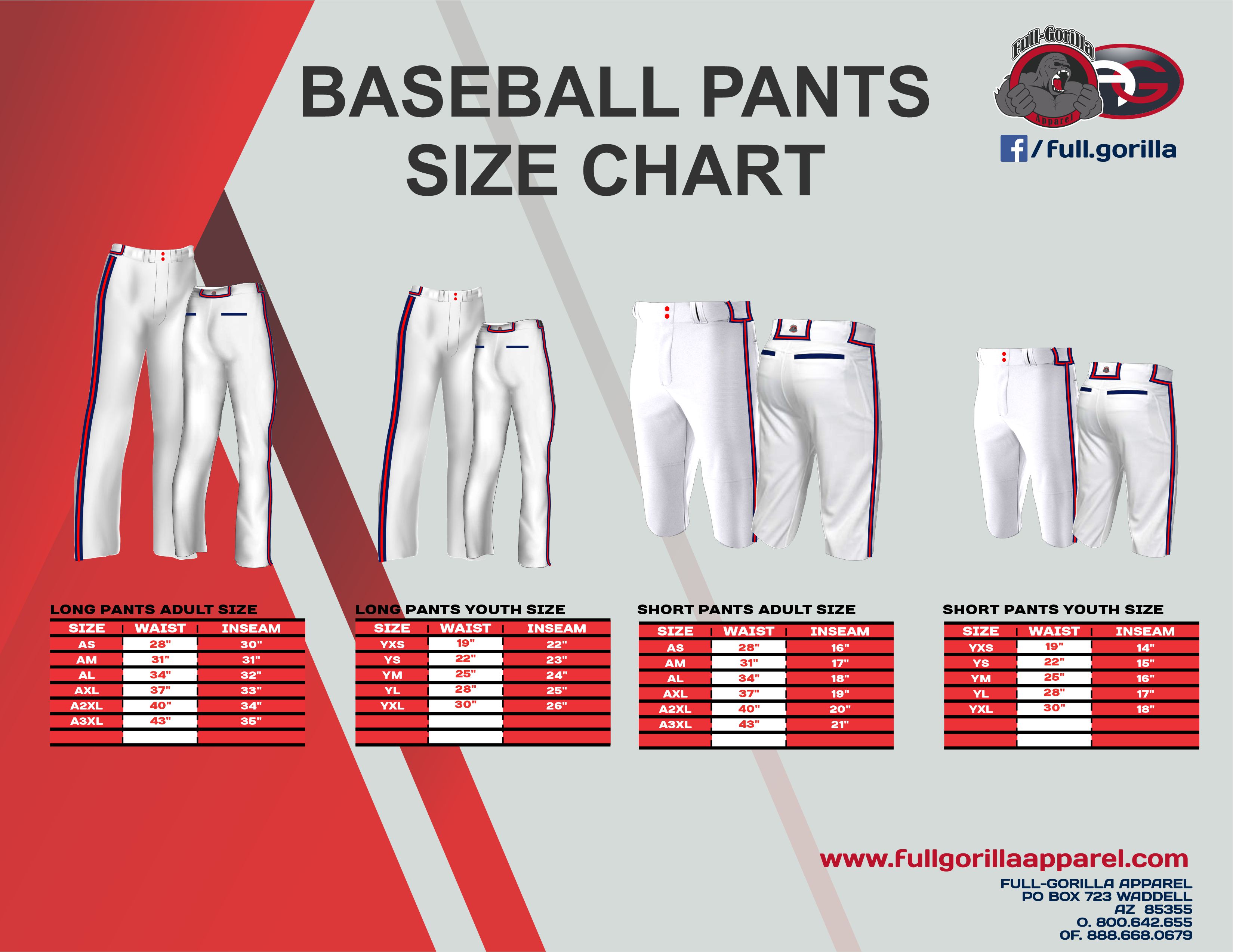 Taylor Pants Size Chart