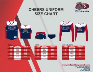 CHEERS UNIFORM SIZE CHART 300x232 - Custom Uniform Size Charts