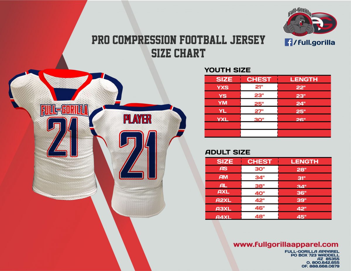 Custom Team Uniform Size Charts | Full Gorilla Apparel