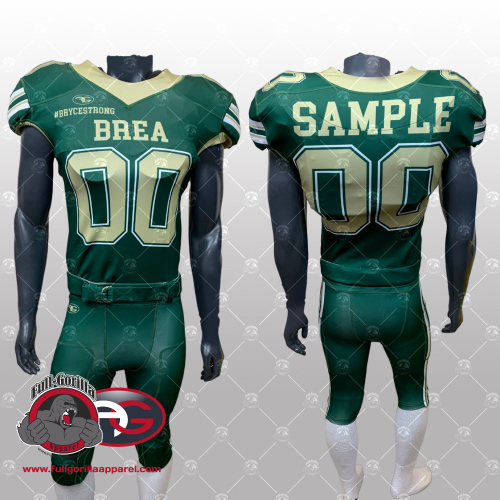 Custom Green and Gold Full Gorilla Football uniform