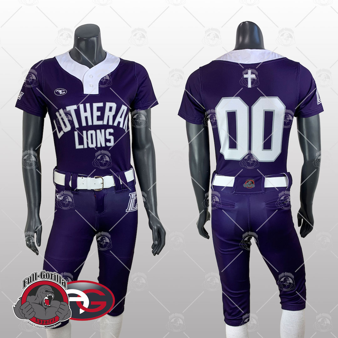 Lutheran Softball Blue and White Custom Uniform