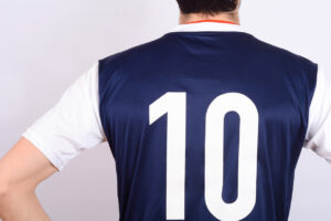 Young soccer player back.